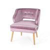 Richi Accent Chair,  Button Tufted Lavender Pink Velvet, Light Brown Wood By Casagear Home