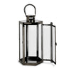 Clerk Lantern Black Stainless Steel Hexagonal Tempered Glass 16 Inch By Casagear Home BM321641