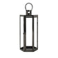 Clerk Lantern, Black Stainless Steel Hexagonal, Tempered Glass, 23 Inch By Casagear Home