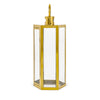 Clerk Lantern Gold Stainless Steel Hexagonal Tempered Glass 23 Inch By Casagear Home BM321644