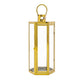 Clerk Lantern, Gold Stainless Steel Hexagonal, Tempered Glass, 23 Inch By Casagear Home