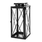 Eddie 14 Inch Lantern, Black Stainless Steel, X Frame Design, Wire Handle By Casagear Home