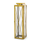 Eddie 22 Inch Lantern, Gold Stainless Steel, X Frame Design, Wire Handle By Casagear Home