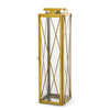 Eddie 22 Inch Lantern, Gold Stainless Steel, X Frame Design, Wire Handle By Casagear Home