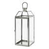 Hari 18 Inch Lantern, Silver Stainless Steel, Wire Handle, Tempered Glass By Casagear Home