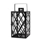 Dove 18 Inch Lantern, Lattice Black Stainless Steel, Tempered Glass By Casagear Home