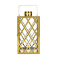 Dove 18 Inch Lantern Lattice Gold Stainless Steel Tempered Glass By Casagear Home BM321672