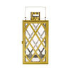 Dove 14 Inch Lantern Lattice Gold Stainless Steel Tempered Glass By Casagear Home BM321673