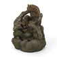 Allie Outdoor Floor Fountain, Light Brown Bears, Moss Polyresin, Faux Stone By Casagear Home