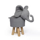 Massy Elephant Kids Ottoman, Gray Cotton and Plush Cushions, 20 Inch By Casagear Home