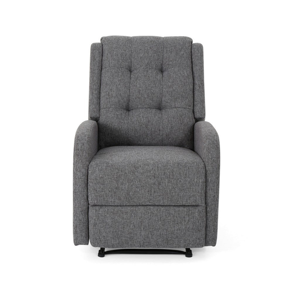 Recliner Chair Manual Pull Tab Button Tufted Charcoal Gray Fabric By Casagear Home BM321684