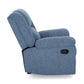 Glider Recliner Chair Pillow Top Arms Compact Profile Blue Fabric By Casagear Home BM321685