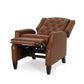 Manual Recliner Chair Diamond Stitch Birch Wood Brown Faux Leather By Casagear Home BM321686