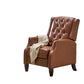 Manual Recliner Chair, Diamond Stitch, Birch Wood, Brown Faux Leather By Casagear Home