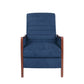 Ryka Pushback Manual Recliner Chair Birch Wood Channel Stitch Blue By Casagear Home BM321688