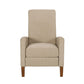 Manual Recliner Club Chair Push Back Design Brown Rubberwood Beige By Casagear Home BM321690