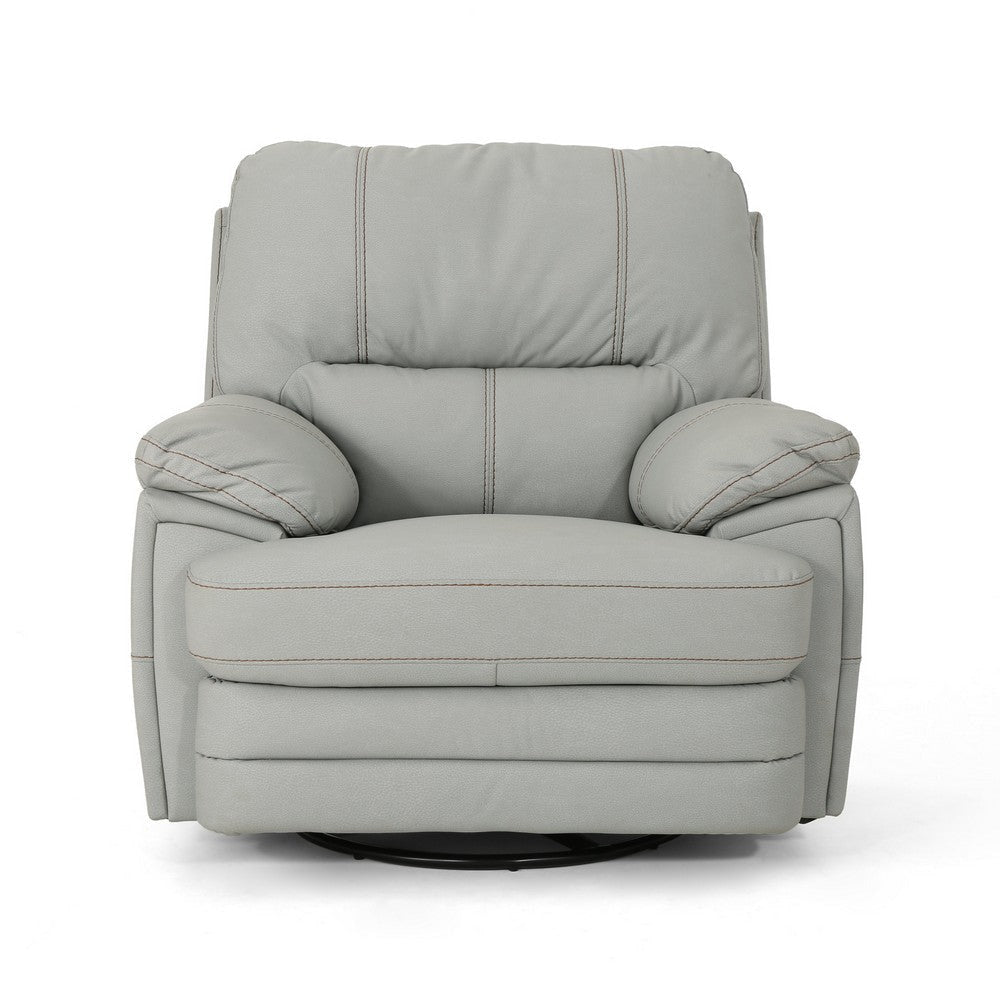 Power Recliner Chair with Swivel USB Port Light Gray Faux Leather By Casagear Home BM321691