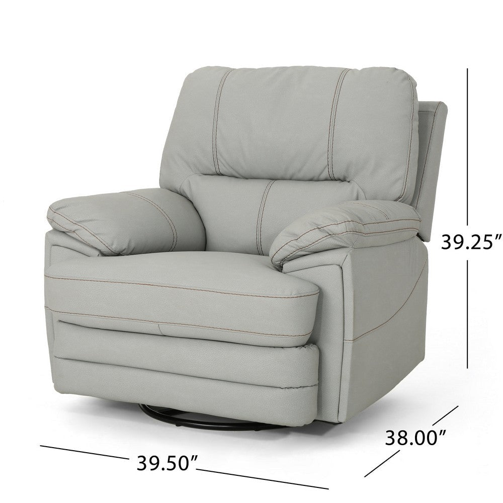 Power Recliner Chair with Swivel USB Port Light Gray Faux Leather By Casagear Home BM321691