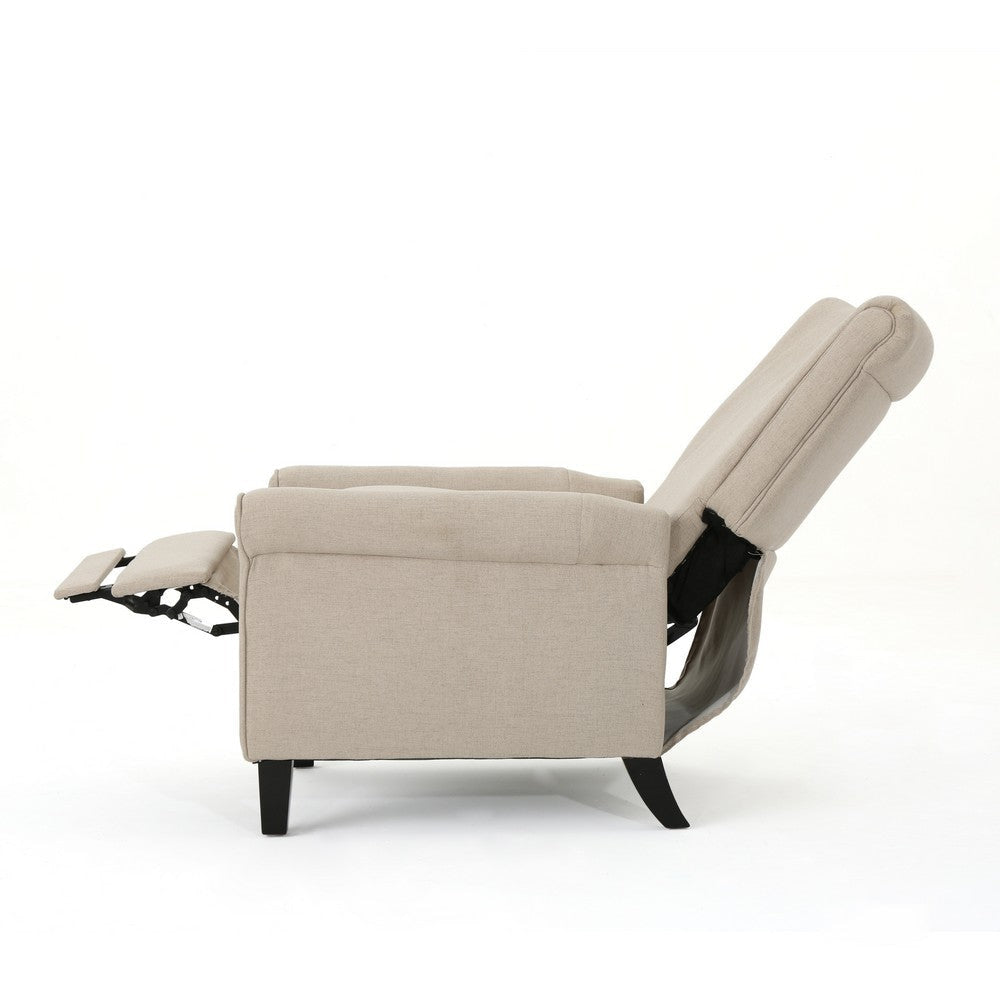 Manual Recliner Lounge Chair Modern Compact Design Pushback Wheat Fabric By Casagear Home BM321692