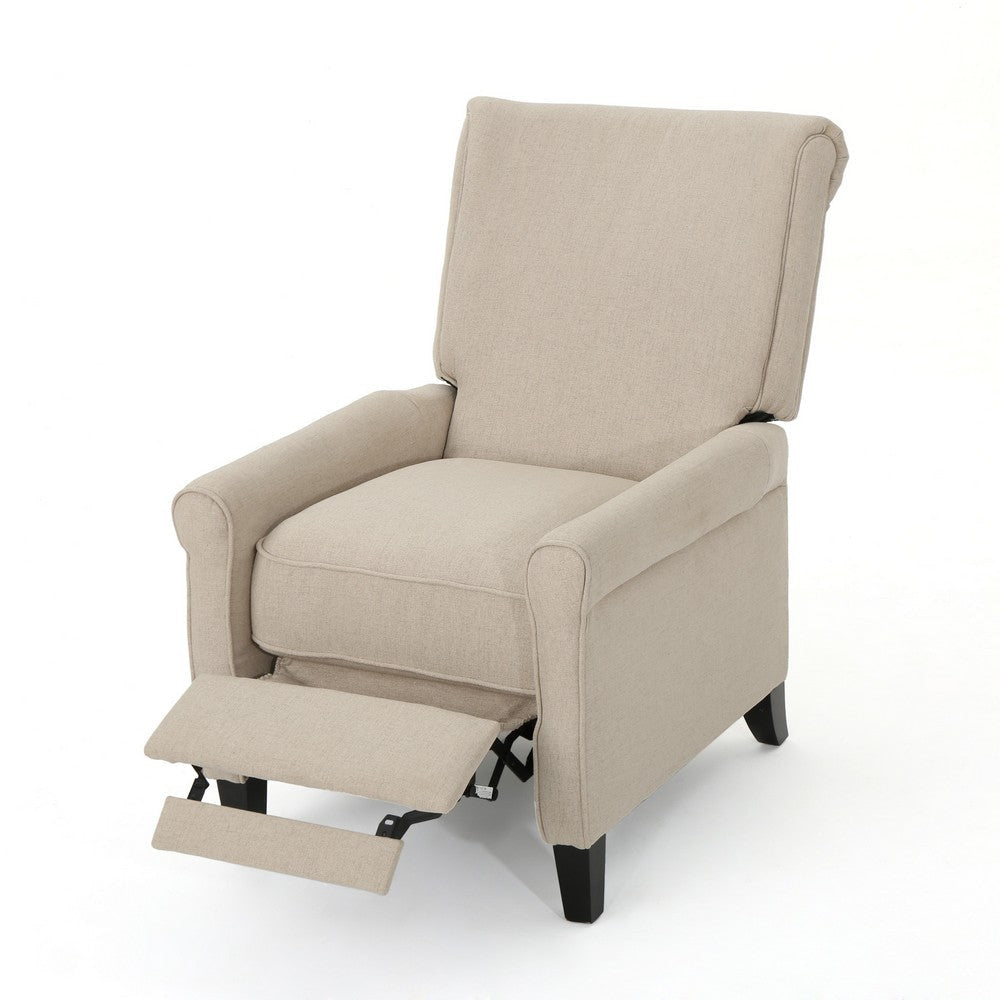 Manual Recliner Lounge Chair Modern Compact Design Pushback Wheat Fabric By Casagear Home BM321692