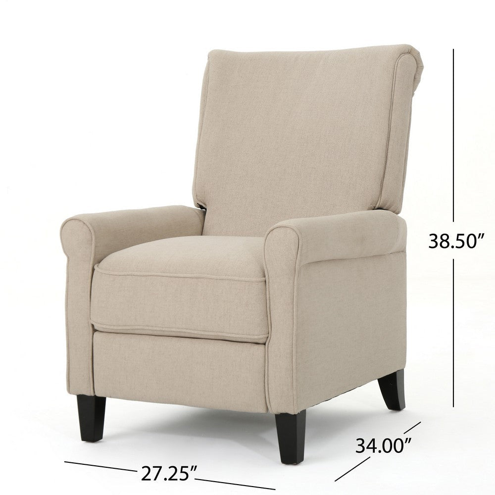 Manual Recliner Lounge Chair Modern Compact Design Pushback Wheat Fabric By Casagear Home BM321692