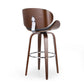 Zaine Swivel Barstool Chair Walnut Veneer Black Faux Leather By Casagear Home BM321706