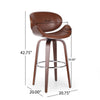 Zaine Swivel Barstool Chair Walnut Veneer Brown Faux Leather By Casagear Home BM321707