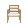 Outdoor Club Chair Set of 2 Slat Back Brown Acacia Wood White Fabric By Casagear Home BM321708