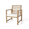 Outdoor Club Chair Set of 2 Slat Back Brown Acacia Wood White Fabric By Casagear Home BM321708