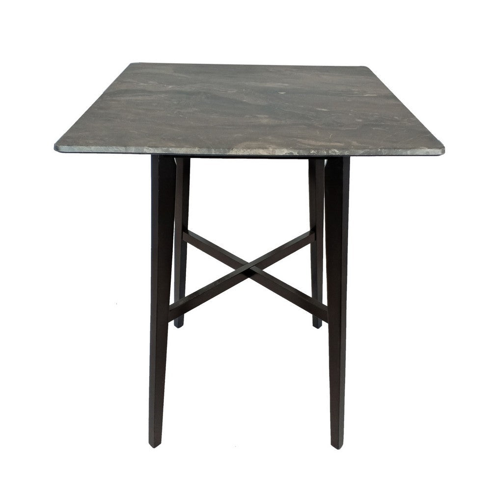 Bar Height Table Laminate Paladina Marble Top 42 Inch Rubberwood Black By Casagear Home BM321709