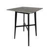 Bar Height Table, Laminate Paladina Marble Top, 42 Inch, Rubberwood, Black By Casagear Home