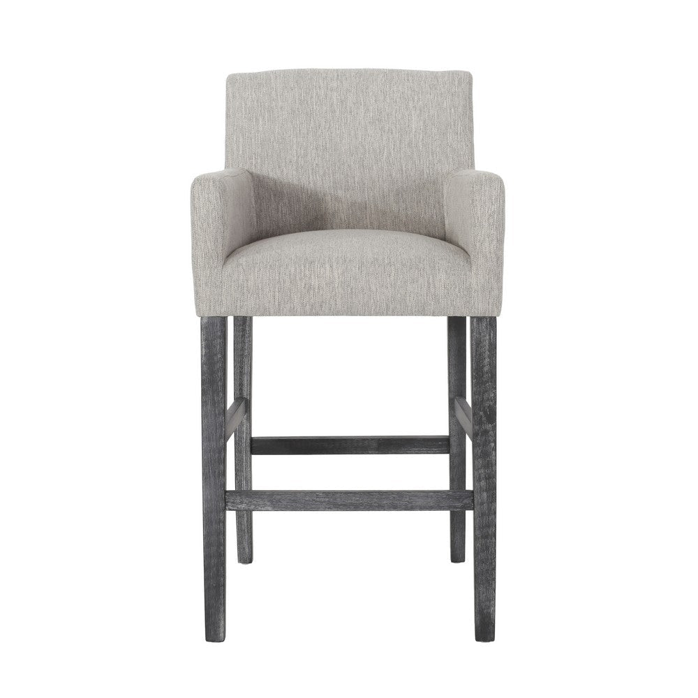 Counter Height Chair Set of 2 H-Frame Base Rubberwood Light Gray Fabric By Casagear Home BM321710