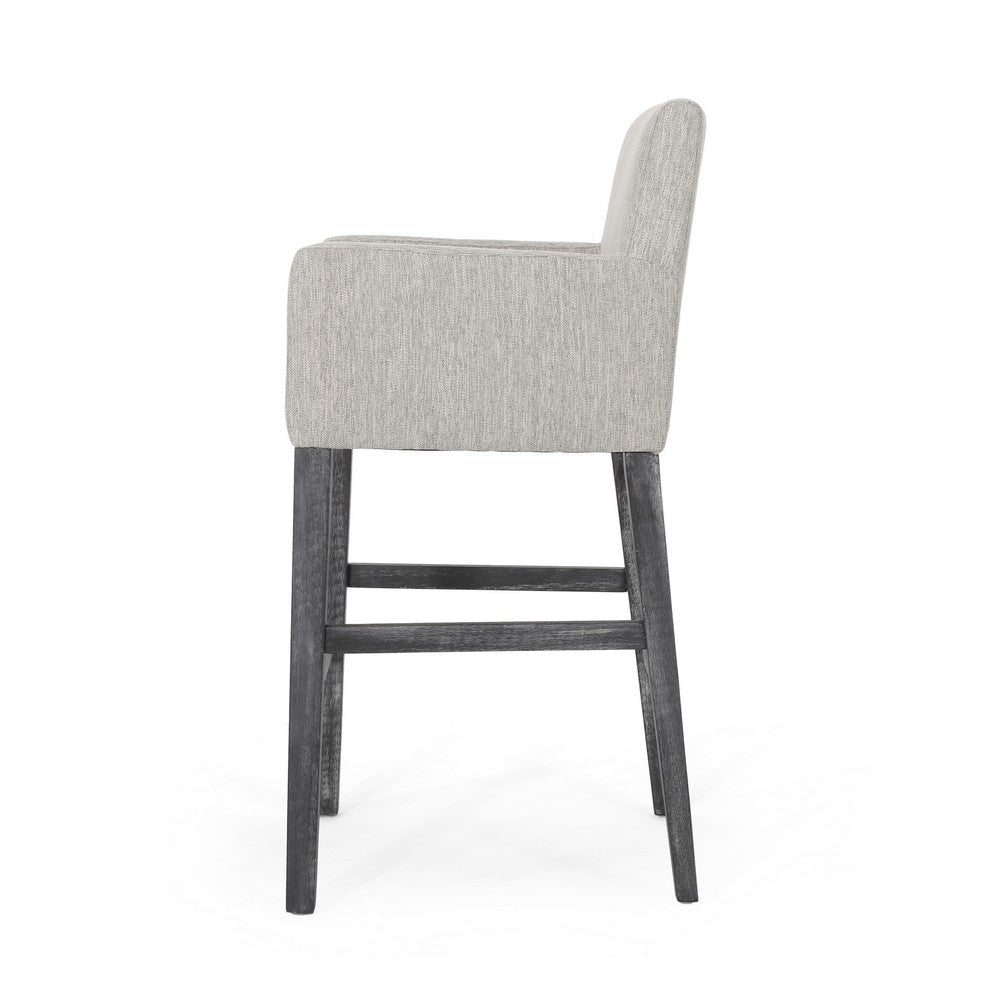 Counter Height Chair Set of 2 H-Frame Base Rubberwood Light Gray Fabric By Casagear Home BM321710