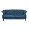 Kyle Sofa 75 Inch Classic Turned Wood Legs Button Tufted Light Blue By Casagear Home BM321715