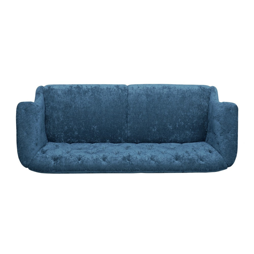 Kyle Sofa 75 Inch Classic Turned Wood Legs Button Tufted Light Blue By Casagear Home BM321715