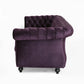 Feji Sofa 85 Inch Button Tufted Nailhead Trim Blackberry Purple Velvet By Casagear Home BM321717