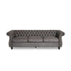 Feji Sofa 85 Inch Button Tufted Nailhead Trim Slate Gray Microfiber By Casagear Home BM321718