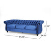 Feji Sofa 85 Inch Nailhead Trim Classic Button Tufted Navy Blue Velvet By Casagear Home BM321719