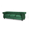 Feji Sofa, 85 Inch, Nailhead Trim, Button Tufted Emerald Green Velvet By Casagear Home