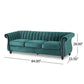 Omny Sofa 84 Inch Nailhead Trim Scroll Arms Channel Tufted Teal Velvet By Casagear Home BM321723