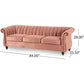 Omny Sofa 84 Inch Nailhead Trim Scroll Arms Channel Tufted Pink Velvet By Casagear Home BM321725