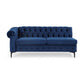 Sectional Chaise Sofa 103 Inch Black Iron Button Tufted Blue Velvet By Casagear Home BM321727