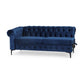 Sectional Chaise Sofa 103 Inch Black Iron Button Tufted Blue Velvet By Casagear Home BM321727