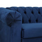 Sectional Chaise Sofa 103 Inch Black Iron Button Tufted Blue Velvet By Casagear Home BM321727