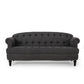 Sofa 74 Inch 3 Seater Rivet Accents Button Tufted Charcoal Gray Fabric By Casagear Home BM321728