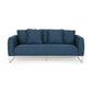 83 Inch Sofa 2 Throw Pillow with Pillow Back Chrome Steel Navy Blue By Casagear Home BM321729