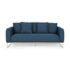 83 Inch Sofa 2 Throw Pillow with Pillow Back Chrome Steel Navy Blue By Casagear Home BM321729