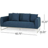 83 Inch Sofa 2 Throw Pillow with Pillow Back Chrome Steel Navy Blue By Casagear Home BM321729