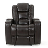 Yoma Power Recliner Chair 2 Cupholders Storage USB Brown Faux Leather By Casagear Home BM321732