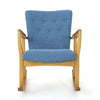 Jamy Rocking Chair Brown Birch Wood Frame Button Tufted Blue Polyester By Casagear Home BM321734